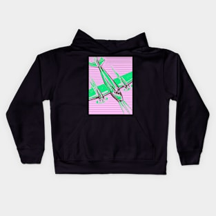 Retro Airplane Pink and Green Kids Hoodie